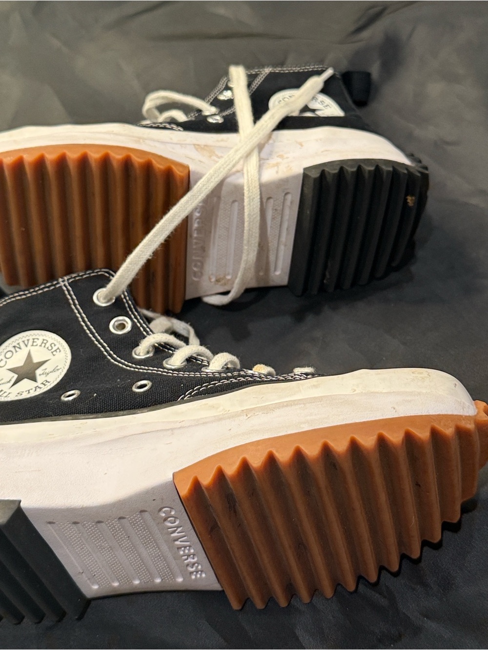 Converse Black and White High-Top Sneakers with Gum-Tone Outsole - Picture 7 of 7